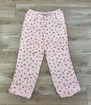 Pink Cherry Print Pajama Pants Coquette Lounge Pants – L thumbnail 1