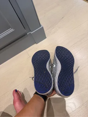 New Balance Gray Mesh Running Sneakers with Navy Accents thumbnail 4