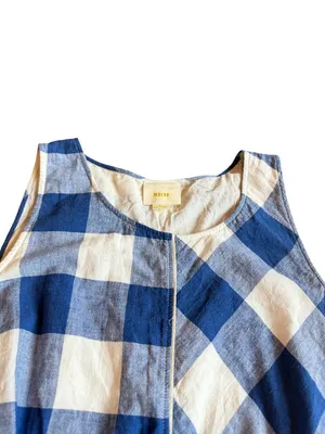 Maeve Blue White Buffalo Check Dress Asymmetrical Hem Sleeveless X-Large Women's thumbnail 2