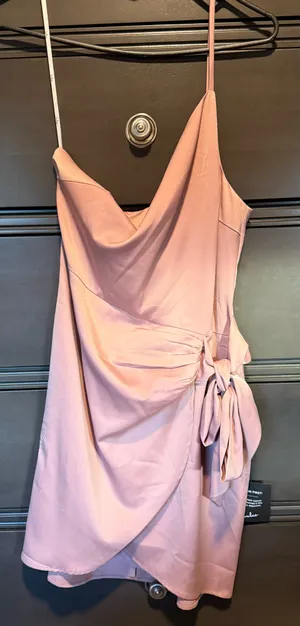 Lulus light pink one shoulder short dress thumbnail 1