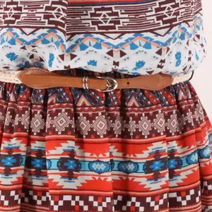 Southwestern‎ Halter Dress Womens Size M Red Blue Boho Boho Aztec Belt Chiffon thumbnail 2