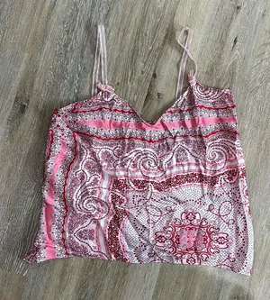 Large pink and red silk tank top - pajamagram company thumbnail 1