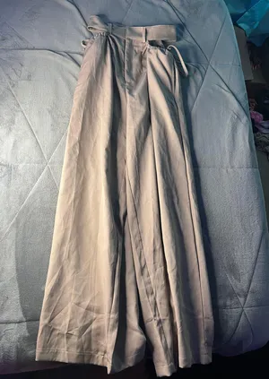 High Waisted Cut Out Pants Tan thumbnail 1
