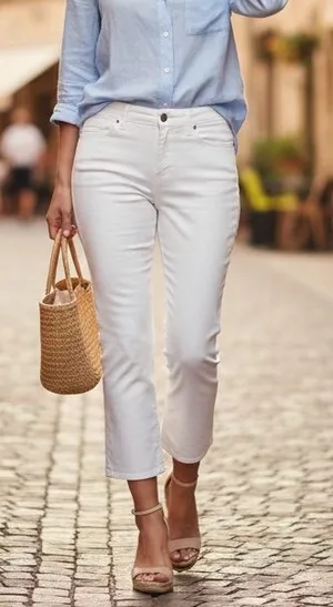 GAP Crop Boot cut White‎ Denim Jeans thumbnail 1