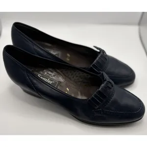 Semler Navy Blue Leather Kiltie Wedge Loafers Womens Size 6 F Made in Germany‎ thumbnail 5