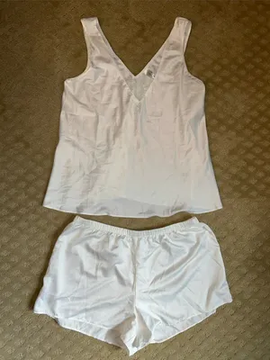 Flora Nikrooz White Lace-Trim Sleep Set - Tank & Shorts, Medium NWOT thumbnail 2