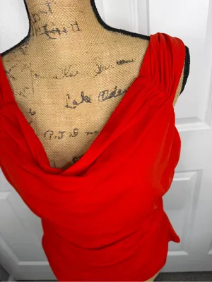 Free People Red Ruched Cowl Neck Open Back Top Size XL NWT thumbnail 4