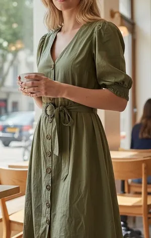Live 4 Truth Sage Green Button Down Safari‎ Dress thumbnail 1