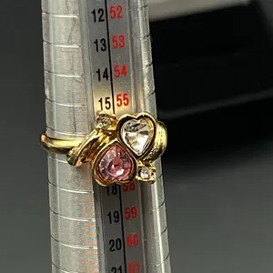 Double Hearts CZ Pink and Clear Rhinestone Ring in Gift Box Size 8 Vtg Avon thumbnail 8