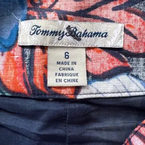 Tommy‎ Bahama Sz 6 Floral Linen Mini Skirt Blue Tropical Hibiscus Vacation Beach thumbnail 3