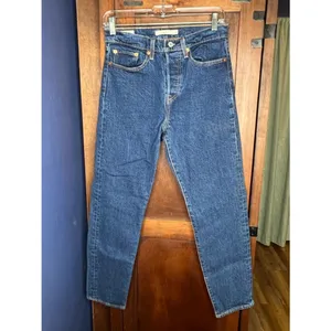Levi’s Wedgie Straight Jeans High Rise Button Fly Dark Wash Streetwear Casual 28 thumbnail 3