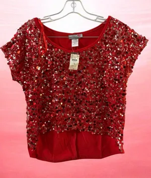 Body Central Red Sequin Crop Top thumbnail 1