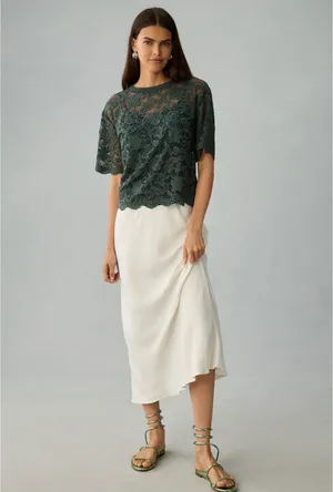 Dolan Boxy Anthropologie Lace Tee Green thumbnail 3