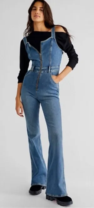 Free People We the Free Boyish Sam Flared Jumpsuit 2288 thumbnail 1
