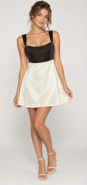 Princess Polly Y2K Satiny Mini Dress Sz 4 Babydoll Quiet Luxury HOCO Colorblock thumbnail 1