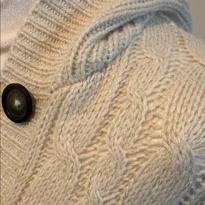 Aeropostale Large Vintage Y2K Cream Hooded‎ Ramie-Blend Knit Cardigan Sweater thumbnail 3