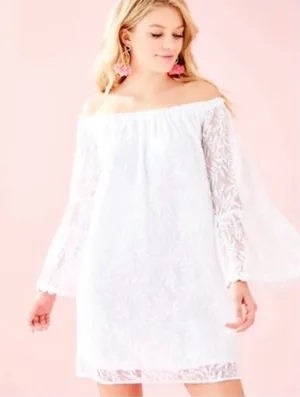 Lilly Pulitzer Nevie Lace‎ Off The Shoulder Mini Dress in White Size XXS thumbnail 1