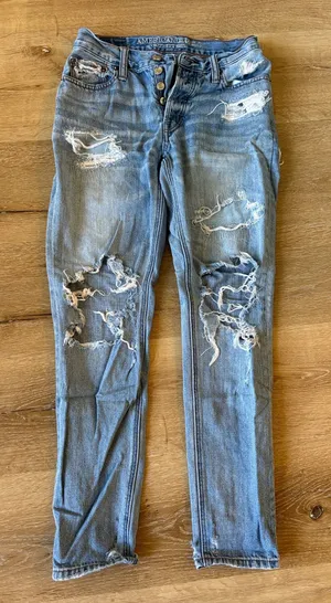 American Eagle Distressed Light Blue Jeans thumbnail 1