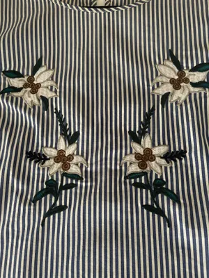 & Other Stories Como Black Striped Embroidered Floral Top - Size M thumbnail 5