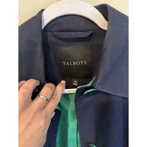 Talbots Rain Trench Coat Jacket Women Size XS Blue Button Up Military Preppy thumbnail 6