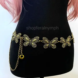 Antique Gold Y2K Butterfly Fairycore Chain Belt, Fits 16-45 Inches, X7GA1378 thumbnail 3