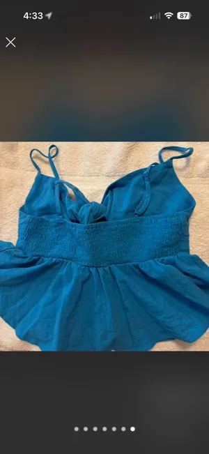 SheIn Blue cami/halter top 100% cotton with tie front detail #summer y2K indie fairy croquette resort vacation coastal festival thumbnail 5