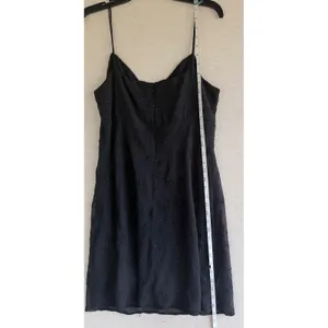 JSC Vintage 90s Black Beaded Floral Mini Dress Spaghetti Strap Size 14 Wrap Neck thumbnail 6