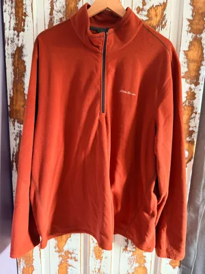 Eddie Bauer Men's Quarter Zip Fleece Pullover, Burnt Orange thumbnail 1