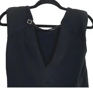 ZARA Perfect Sleeveless Lightweight Blouse Open V Neck Key Hole Back Small Black thumbnail 6