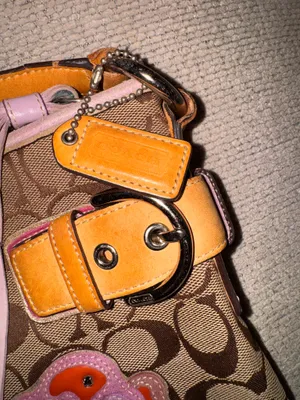 Coach SignaturePurple and Pink FlowerAppliqué Shoulder Bag (Style 1469) thumbnail 4