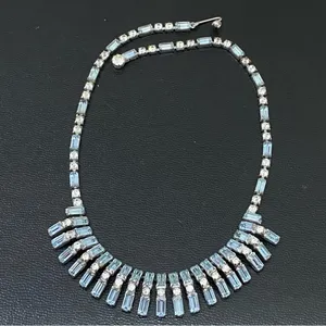 Vintage Unsigned Juliana? Blue Topaz Bib Statement Choker Necklace 35.0g thumbnail 4