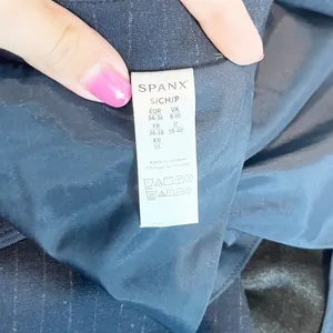Spanx Perfect Collarless Single Button Blazer Jacket Pinstripe Navy Blue Small thumbnail 4