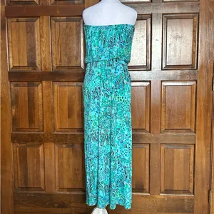 Lilly Pulitzer Size Small Morada‎ Maxi Dress Shorely Blue Strapless Animal Print thumbnail 3