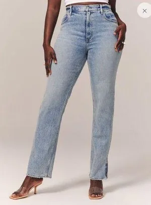 Abercrombie Ultra High Rise 90s Straight Jean, Light with Vent Hem thumbnail 1