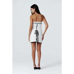 NEW With Jean Sabrin White Embroidery Strapless Sleeveless Mini Corset Dress XXS thumbnail 2
