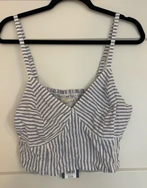 Universal Thread Blue and White Striped Top thumbnail 1