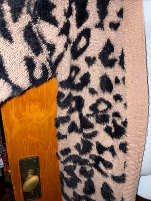 debut Tan and Black Fuzzy Leopard Print Long Open Front Cardigan - Size S thumbnail 5