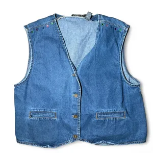Y Not Denim Vest Blue‎ XL Vintage Rhinestone Studded 90s Boho Festival Casual thumbnail 1