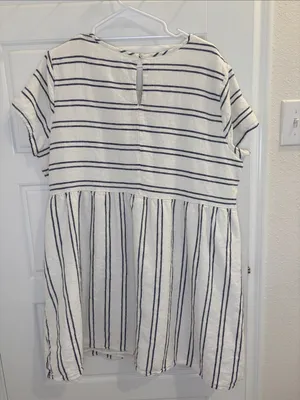 Old Navy XXL White Navy Striped Babydoll Mini Dress Coastal thumbnail 3