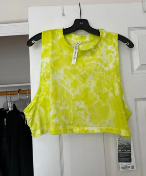 Lululemon All Yours Cropped Cotton Tank Top *Tie Dye size 8 in Marmoleado Tie Dye Highlight Yellow thumbnail 4