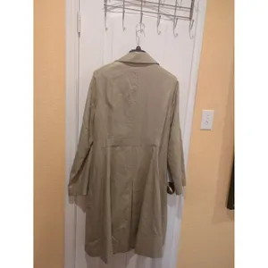 Isaac Mizrahi Linen Trench Coat Beige Size XL Satin Lined Shimmer Long thumbnail 6