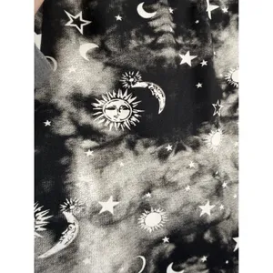 Poof New York Celestial Sun Moon Stars Women's Wide‎ Leg Pants Black White Small Witchy Gothic thumbnail 5