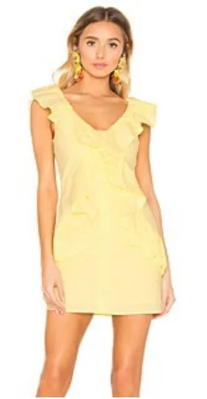 Lovers + Friends Raleigh Mini Dress Sz XL Yellow Soft Girl‎ Preppy Coquette thumbnail 1