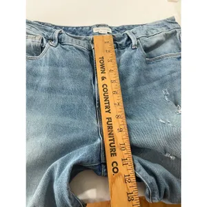Good American Flare Jeans Women 10/30 Light Wash Distressed Raw Hem High Rise‎ thumbnail 8