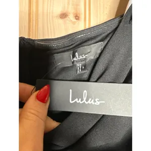 NWT Lulus Black Cinched Neck Off The Shoulder Column Maxi Dress Holiday Party L thumbnail 2