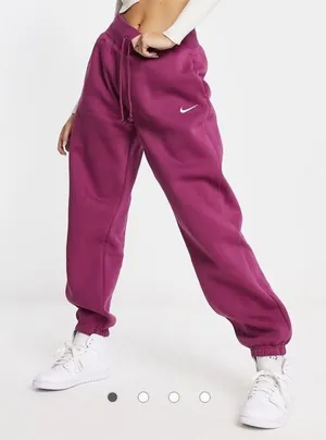 Nike Phoenix Fleece Oversized Baggy Sweatpants Joggers Size L Maroon Purple thumbnail 1