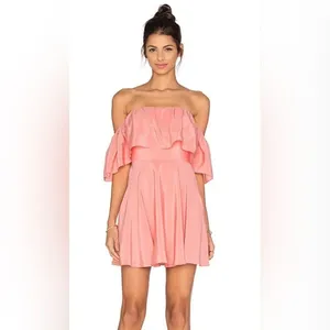 Amanda Uprichard Delilah coral Off Shoulder Silk Dress medium thumbnail 12