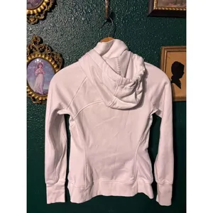 Athleta Womens XS Triumph Hoodie Sweatshirt Full Zip Thumbholes White thumbnail 4