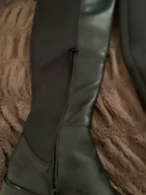 Faux leather and fabric riding boots thumbnail 3