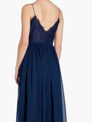 NWT Weddington Way Navy Lace Bodice Maxi Dress Size 2 Bridesmaid Formal Gown thumbnail 3